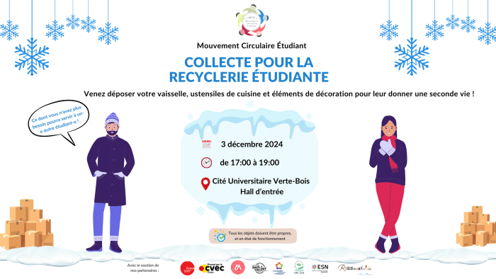 Collecte pour la recyclerie étudiante 1 16 9 CollecteMCE Verte Bois 3 dec2024